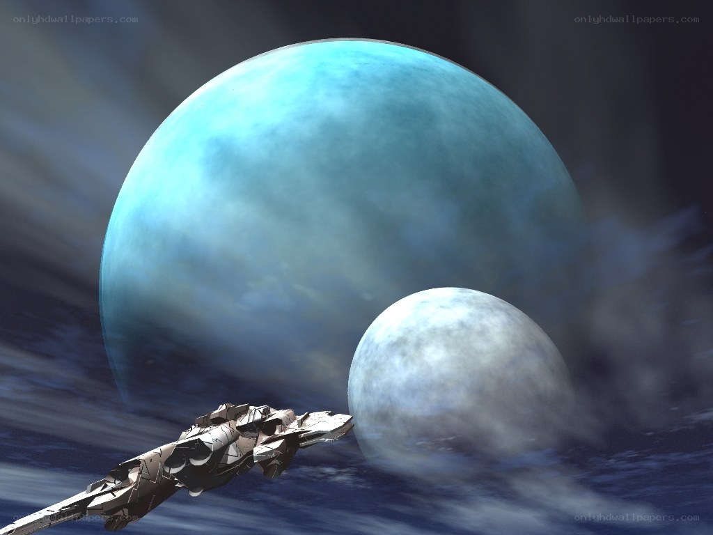 spaceship near alien planets