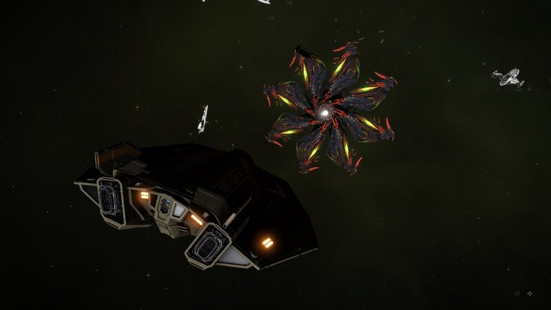 Spaceship Near Alien Structure — Black