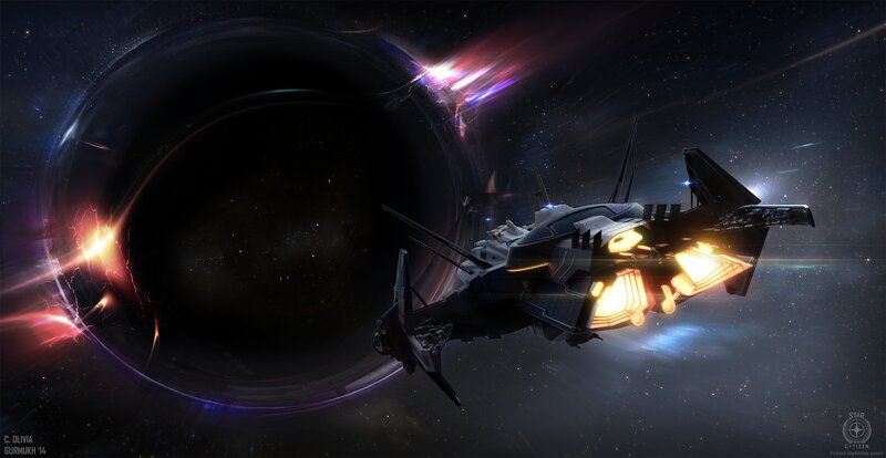 Spaceship Near Black Hole — Dramatic, Night