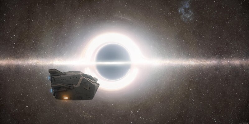 Spaceship Near Black Hole — White