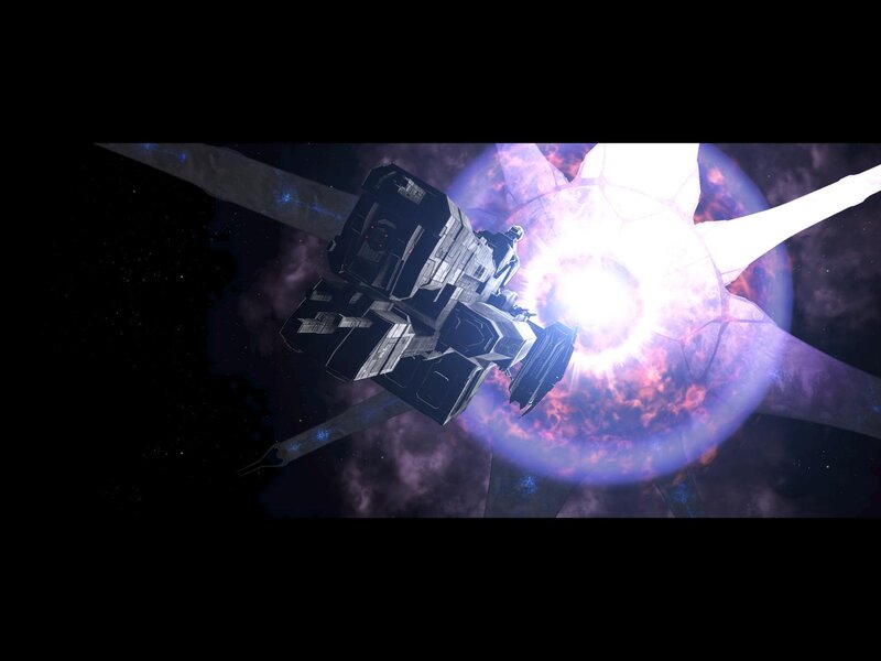 spaceship near energy portal