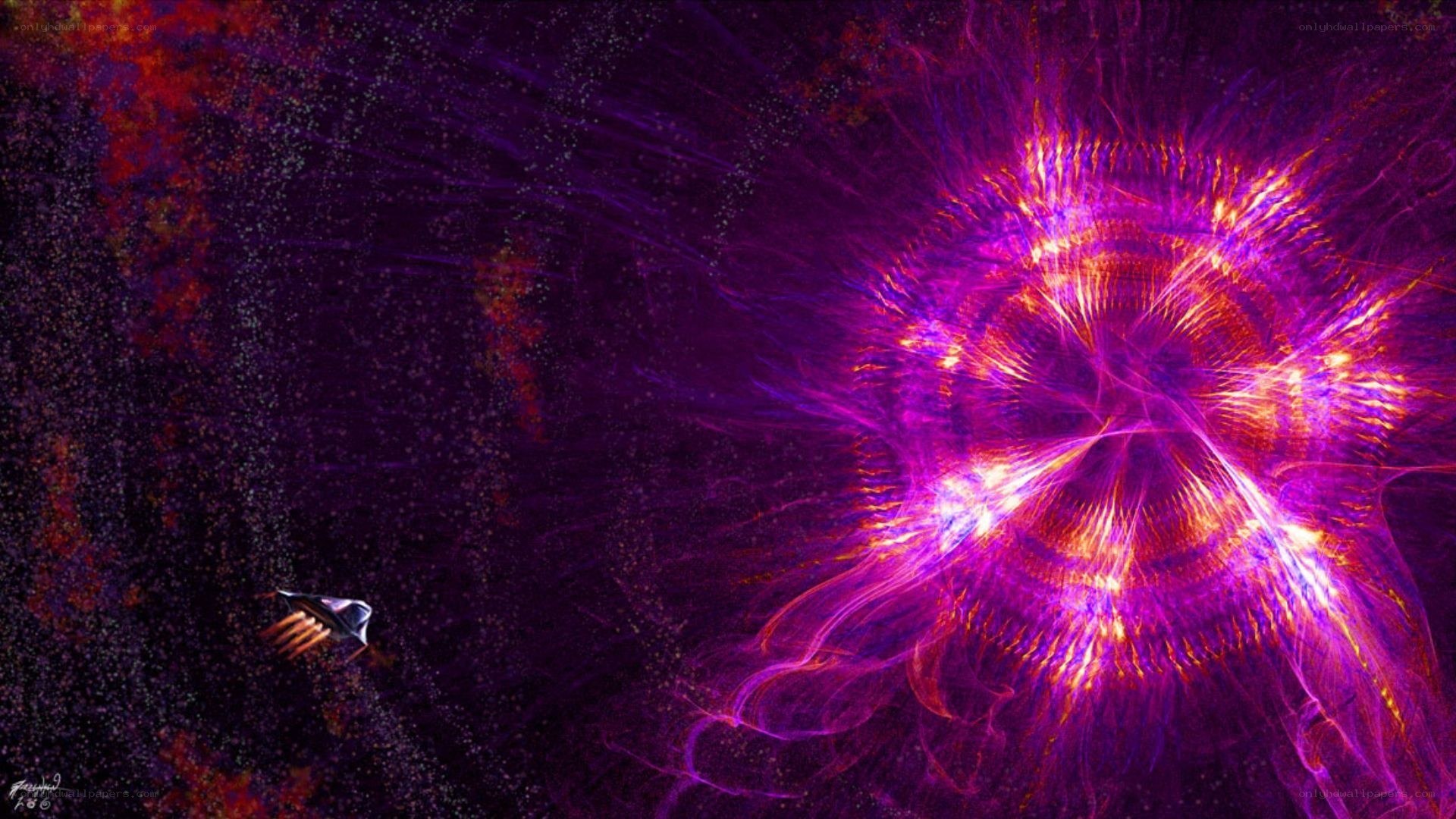 spaceship near energy vortex