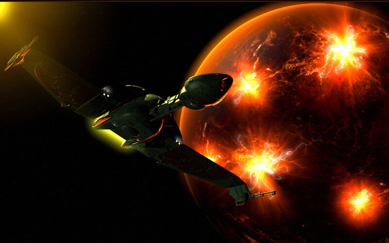 Spaceship near exploding planet