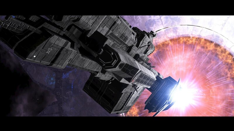 spaceship near explosion