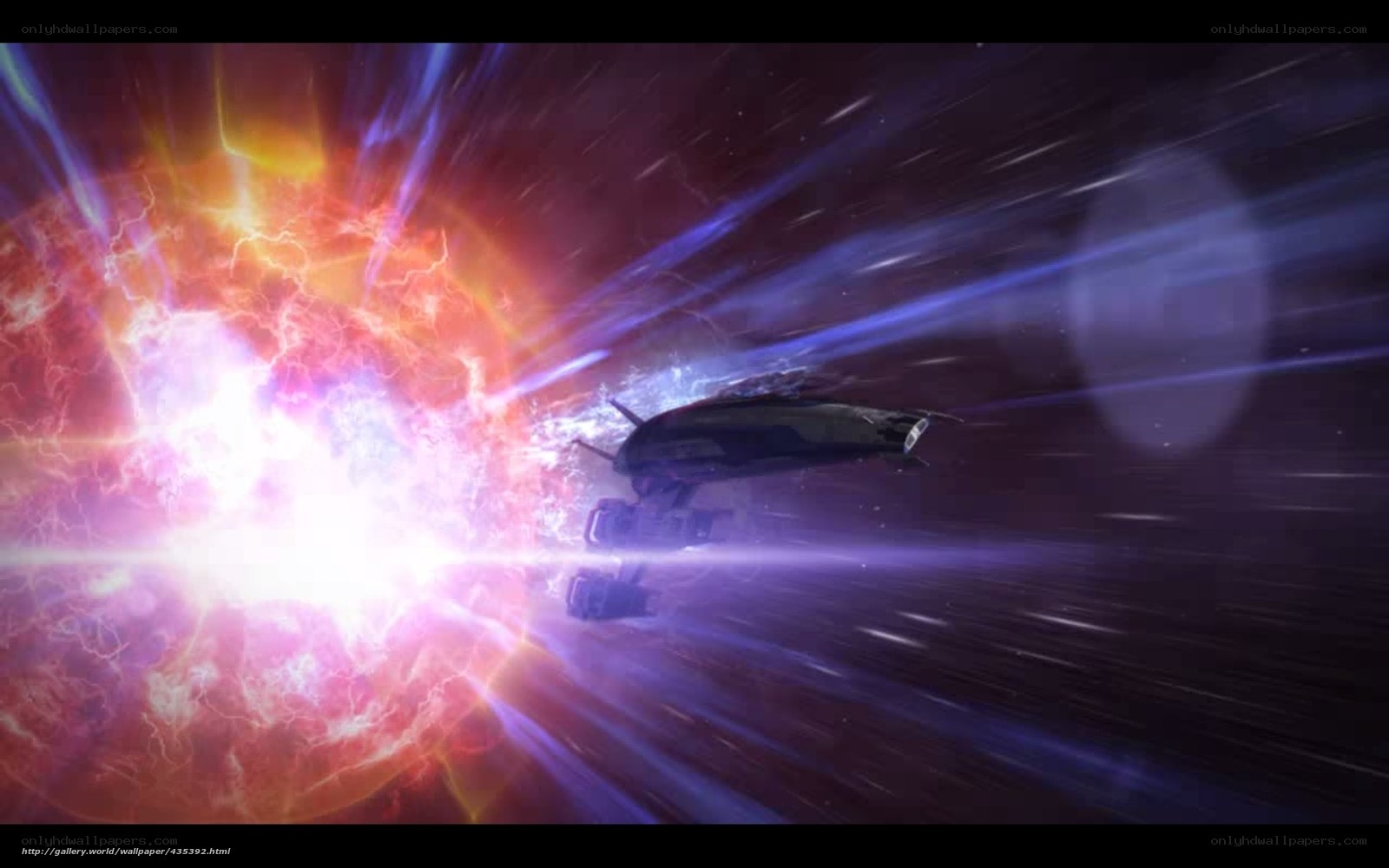 spaceship near explosion