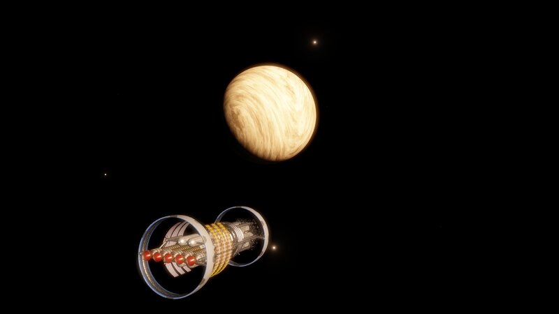 Spaceship Near Gas Giant — Black