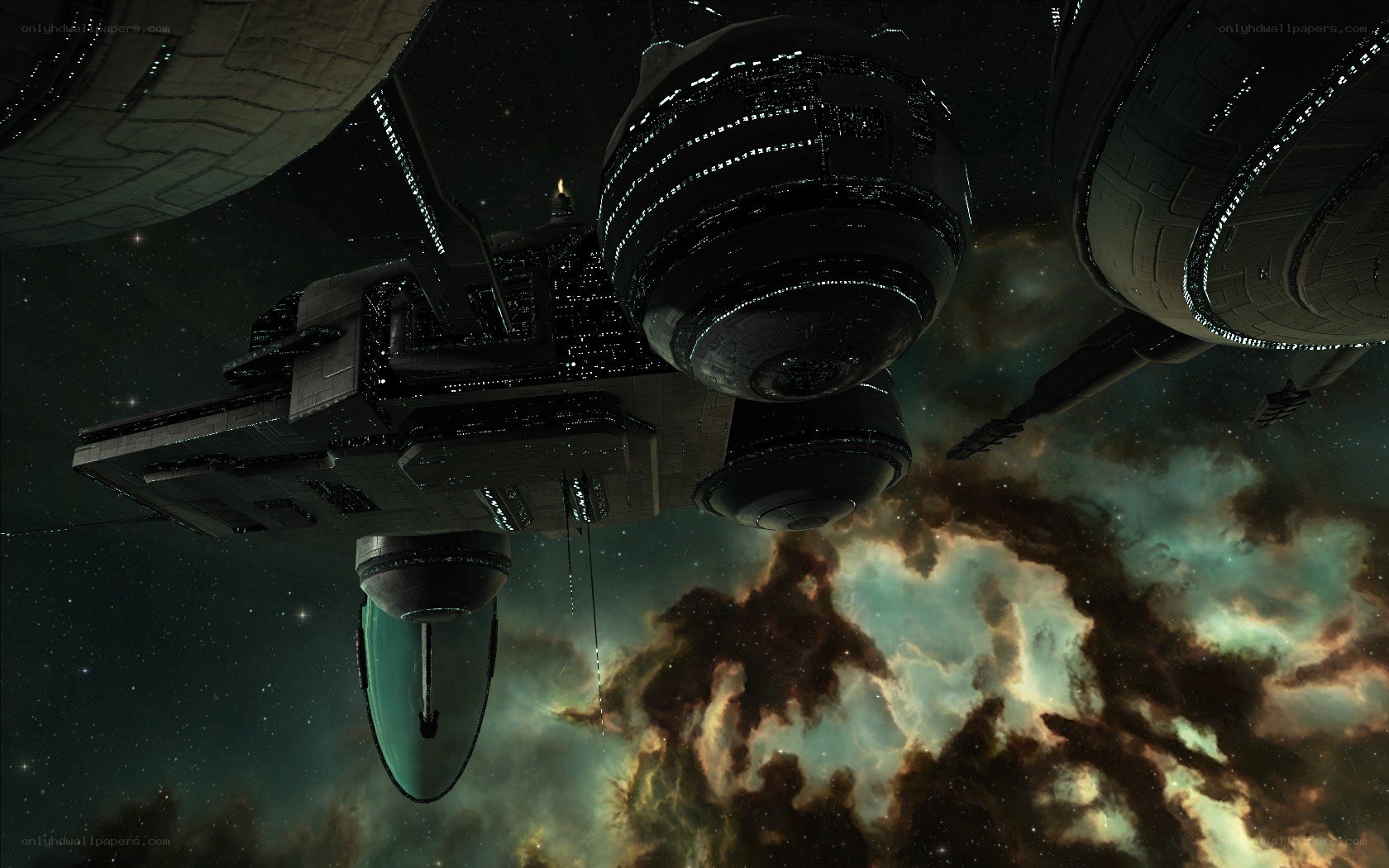 spaceship near nebula