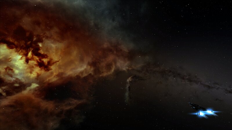 spaceship near nebula