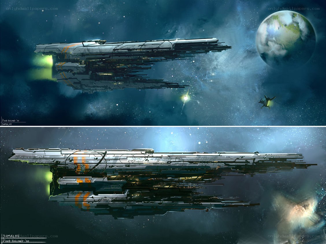 Spaceship near planet