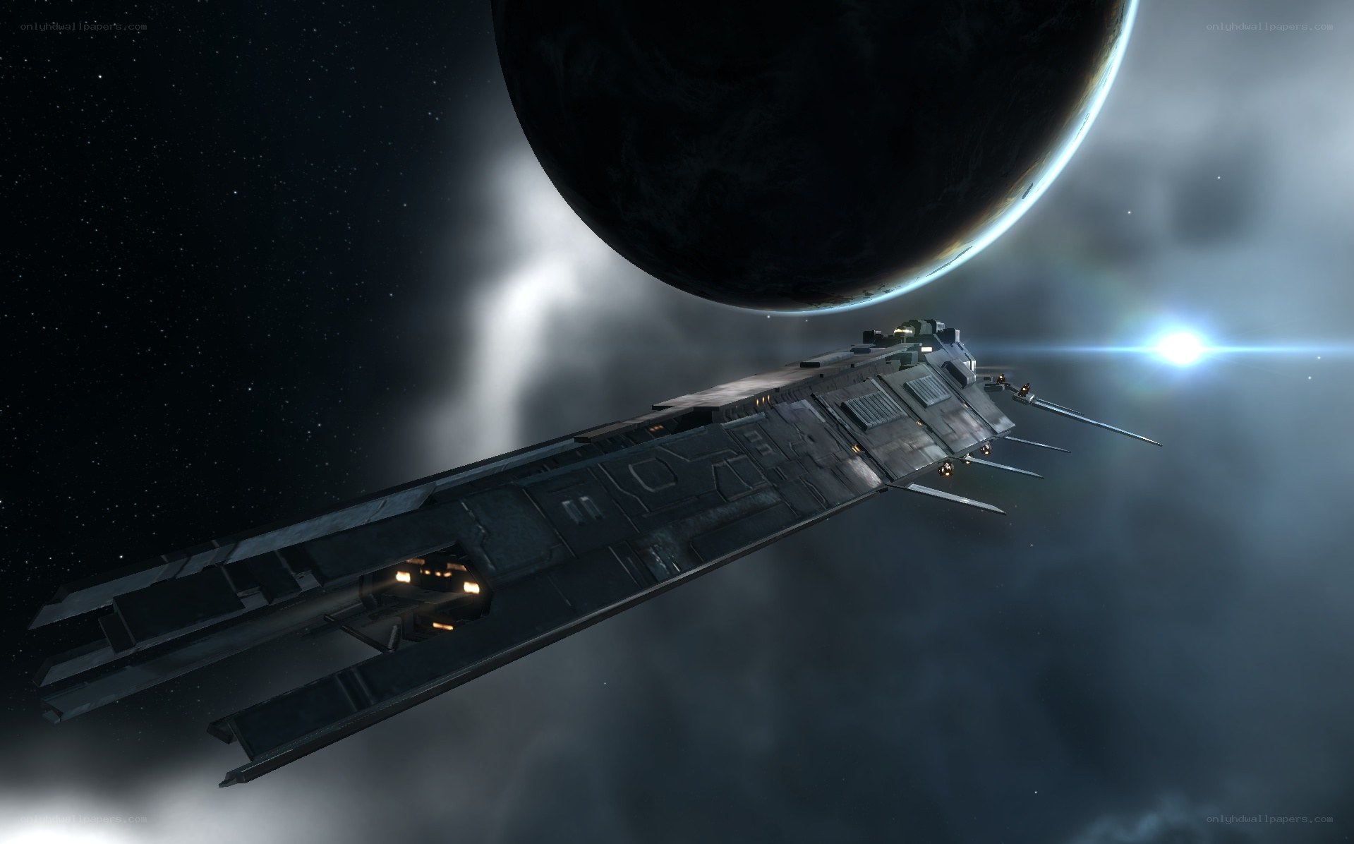 spaceship near planet