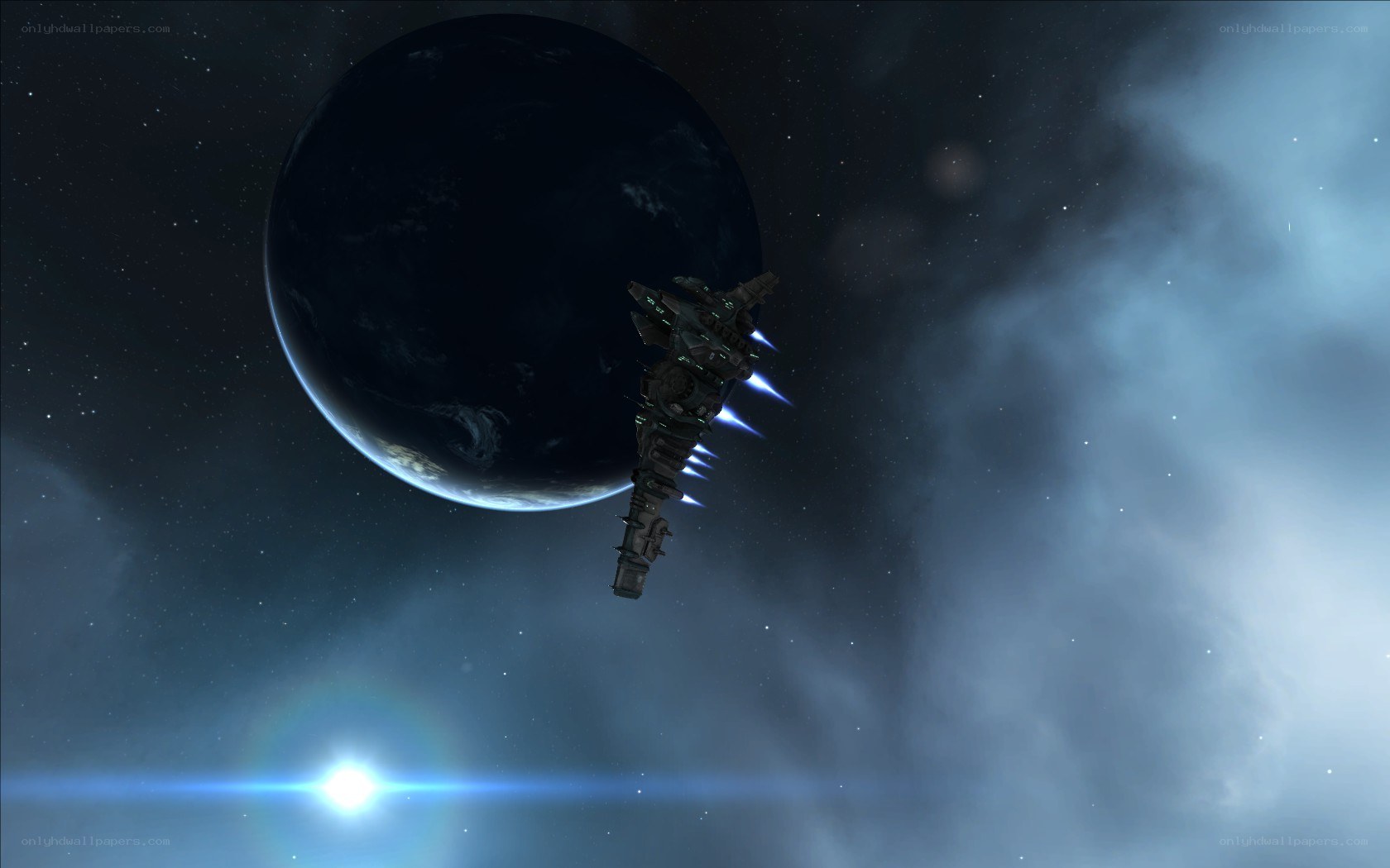 spaceship near planet