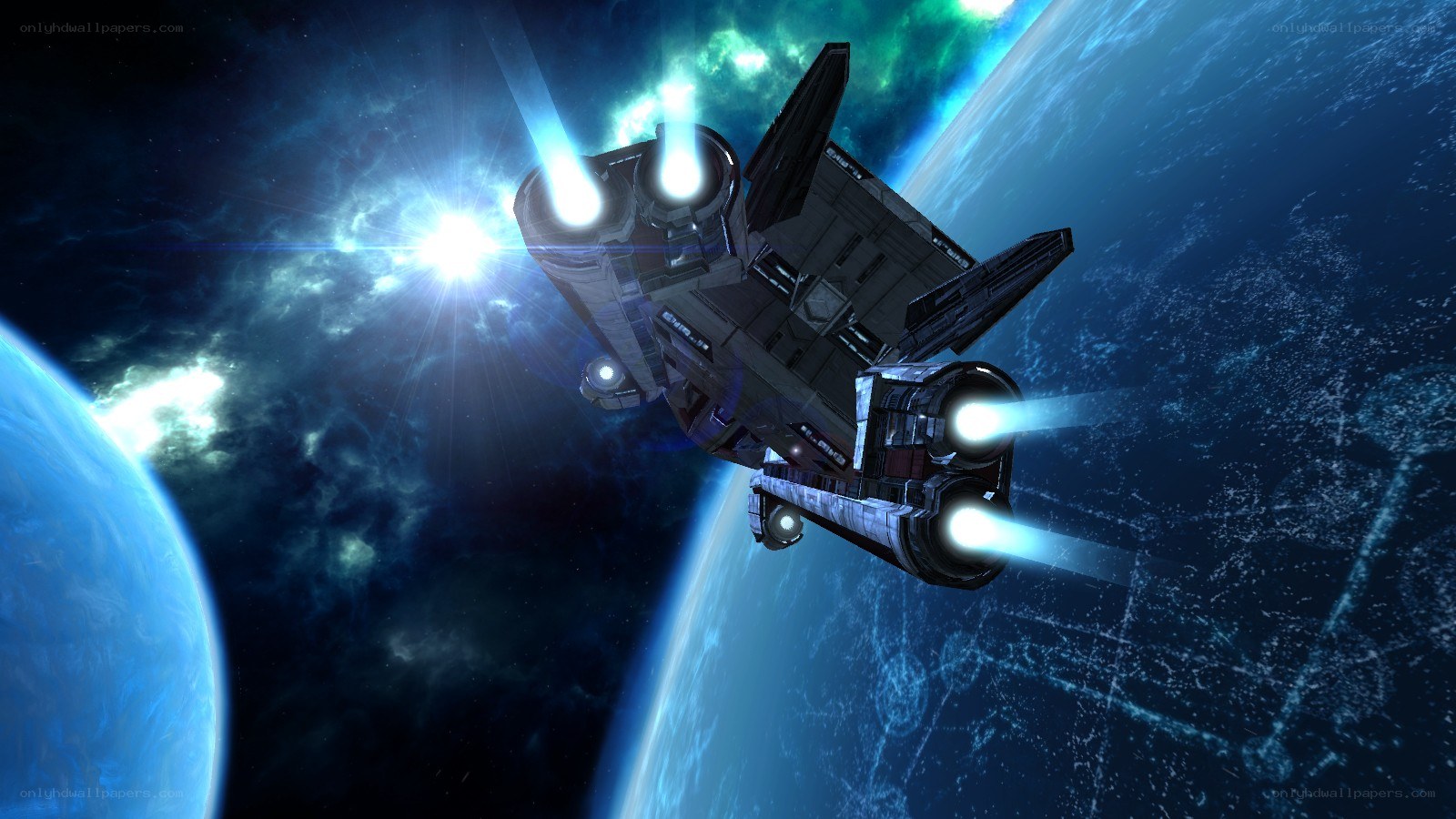 spaceship near planet