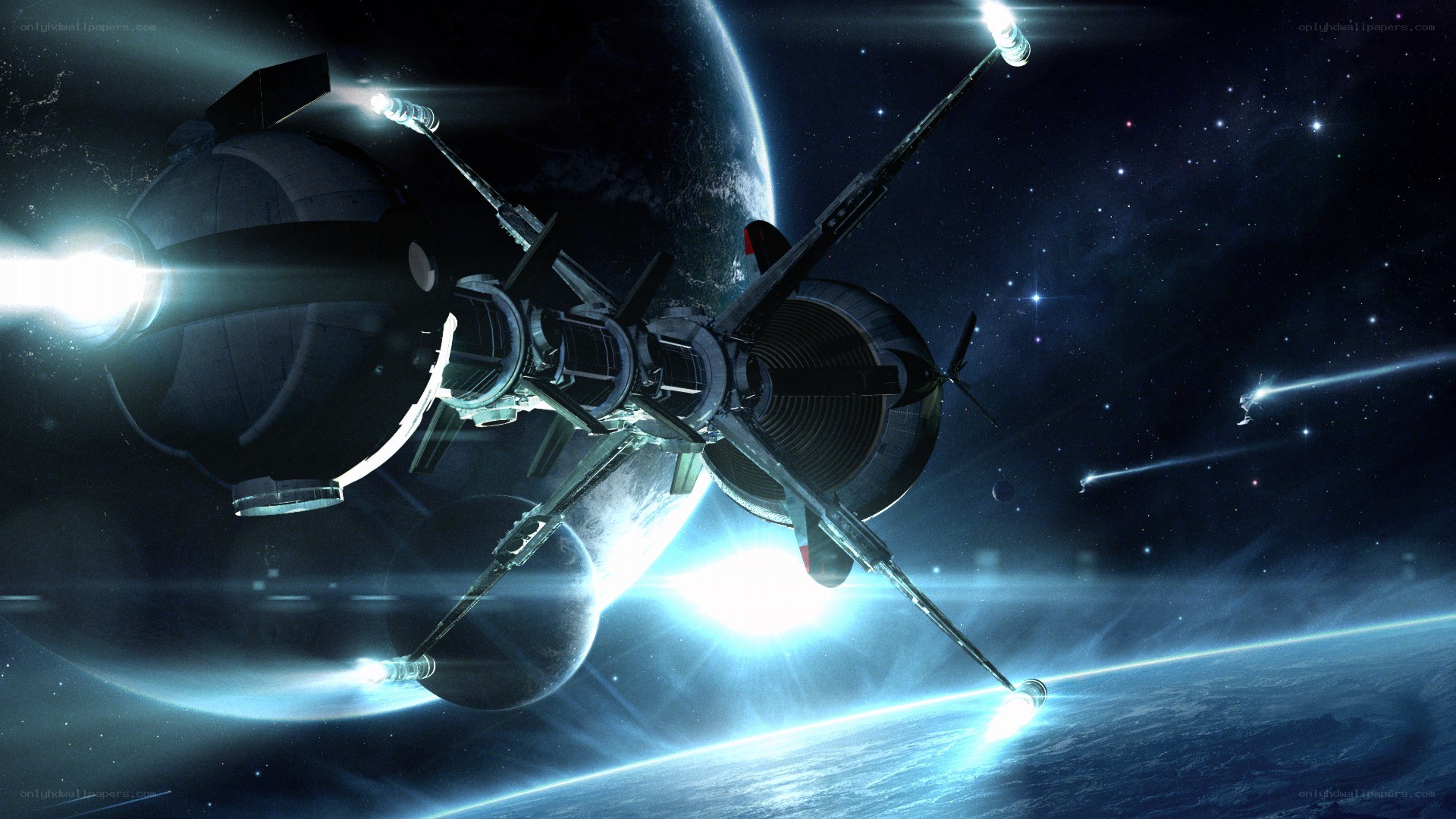 spaceship near planet