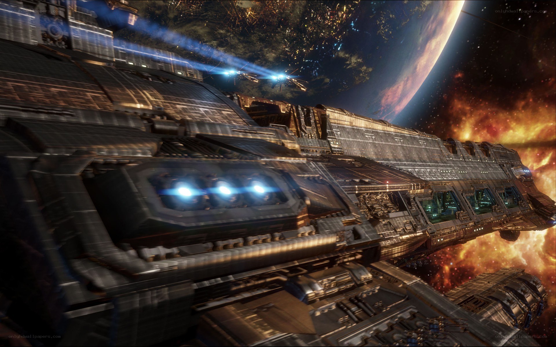 spaceship near planet
