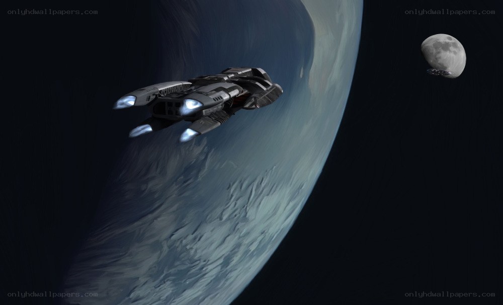 spaceship near planet