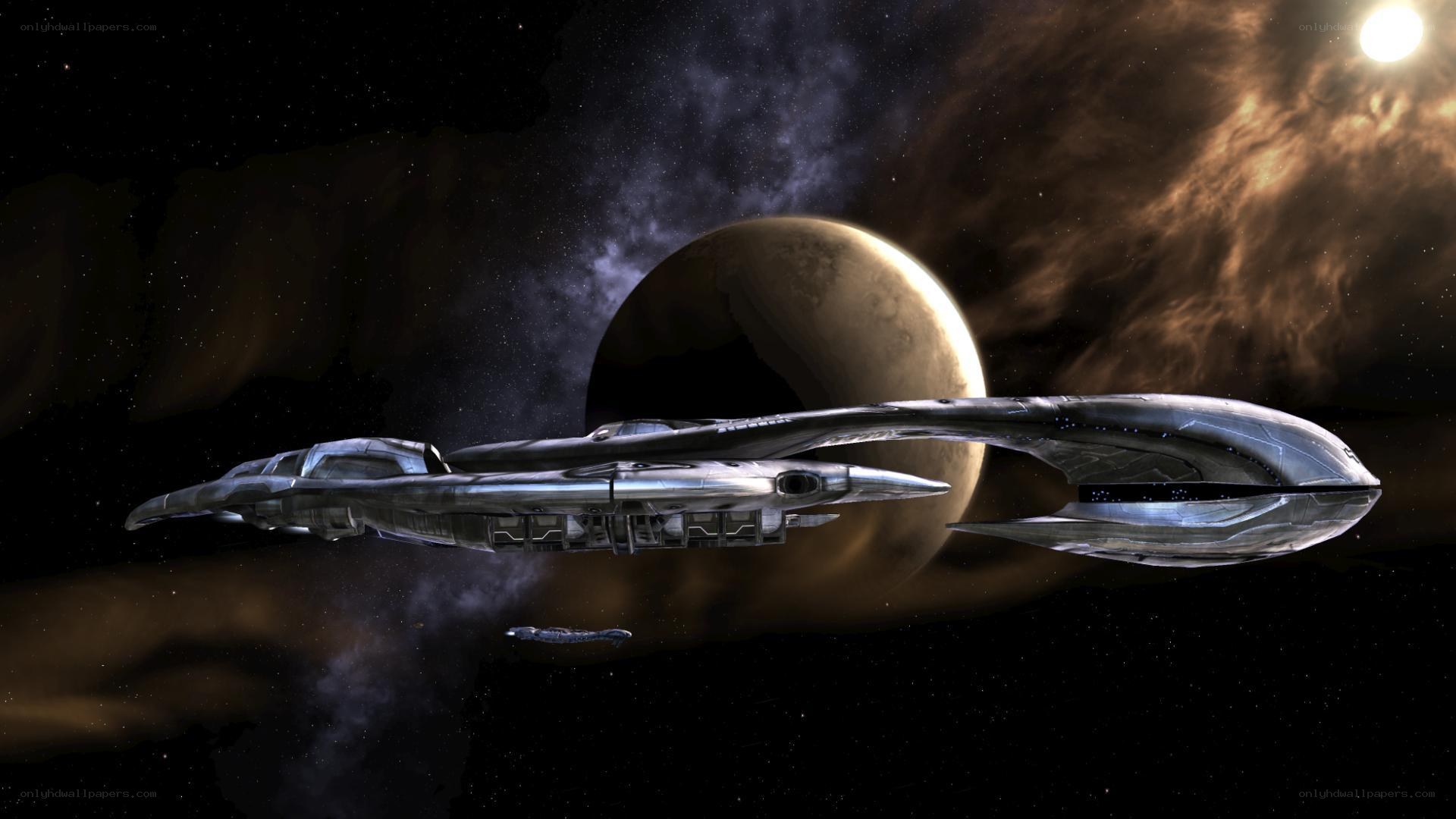spaceship near planet