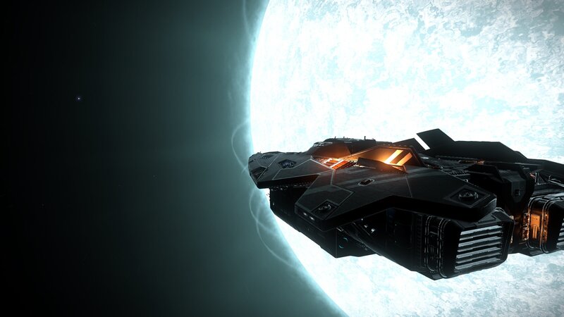 Spaceship Near Planet — Black, Dramatic, 3d Render, Spacecraft