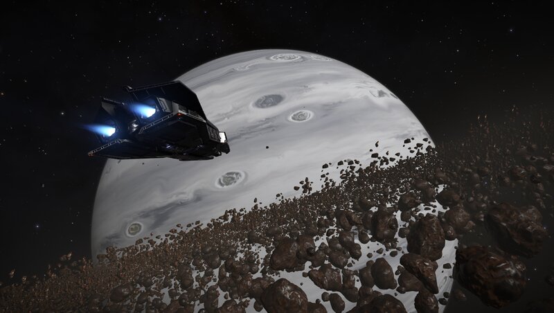 Spaceship Near Planet — Black, Dramatic, Night, 3d Render, Asteroids