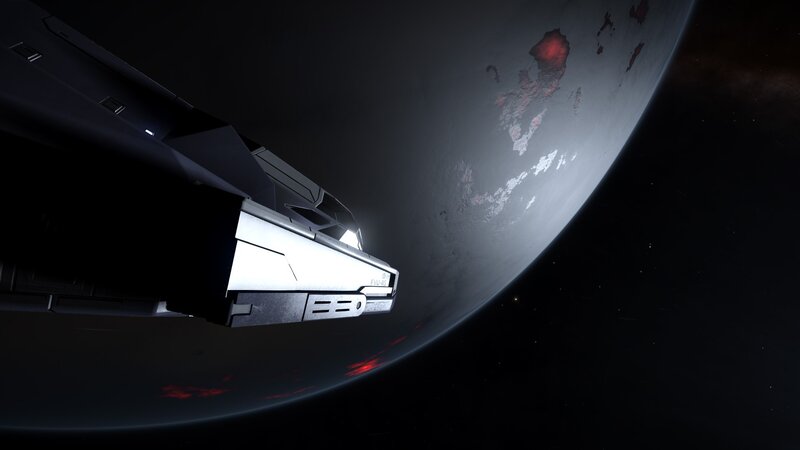 Spaceship Near Planet — Black, Dramatic, Night, 3d Render, Space