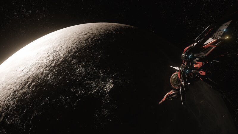 Spaceship Near Planet — Black, Dramatic, Night, 3d Render, Spacecraft