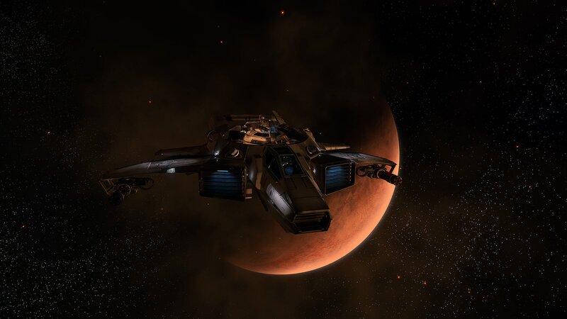 Spaceship Near Planet — Black, Dramatic, Night, 3d Render, Stars