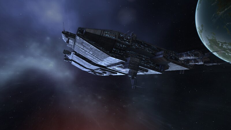 Spaceship Near Planet — Black, Dramatic, Night, 3d Render