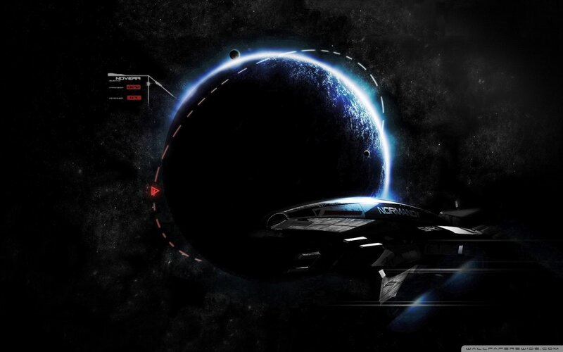 Spaceship Near Planet — Black, Dramatic, Night, Digital Art, Spacecraft, Moon
