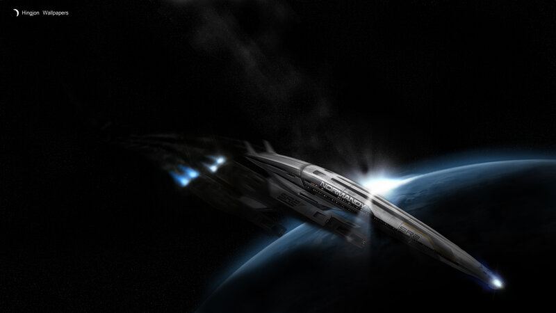 Spaceship Near Planet — Black