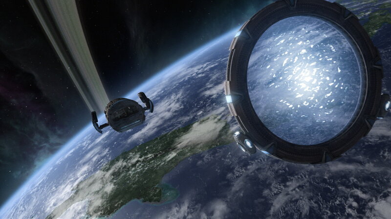 Spaceship Near Planet — Blue, Dramatic, 3d Render, Space Station