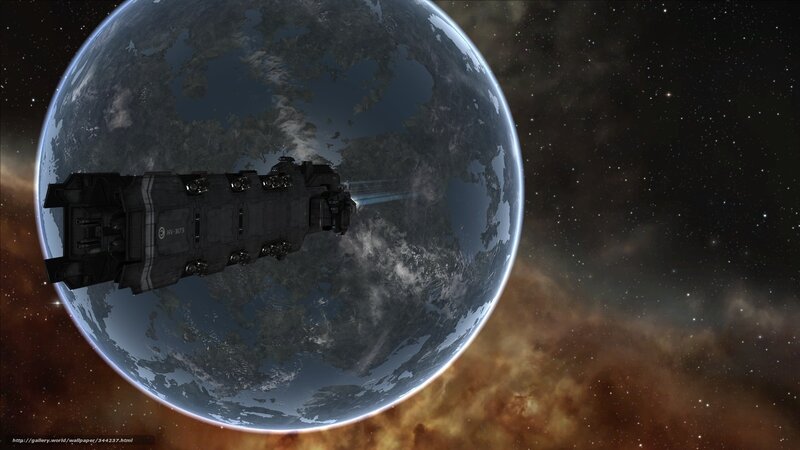 Spaceship Near Planet — Blue, Dramatic, 3d Render, Stars