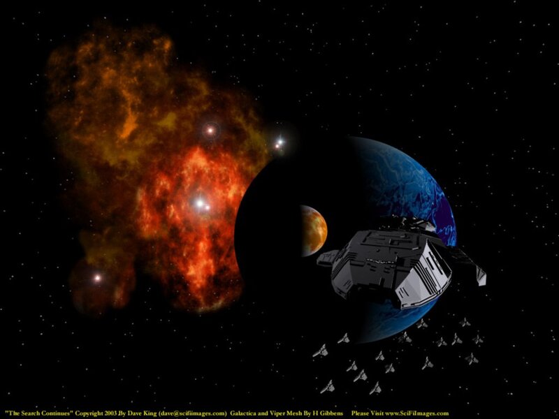 Spaceship Near Planet — Blue, Dramatic, Night, 3d Render, Nebula