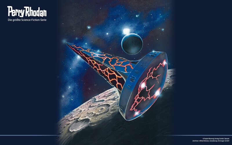 Spaceship Near Planet — Blue, Dramatic, Night, Illustration, Space