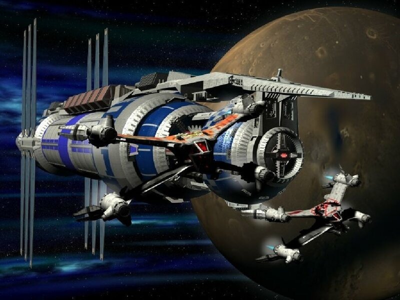 Spaceship Near Planet — Blue, Dramatic, Night