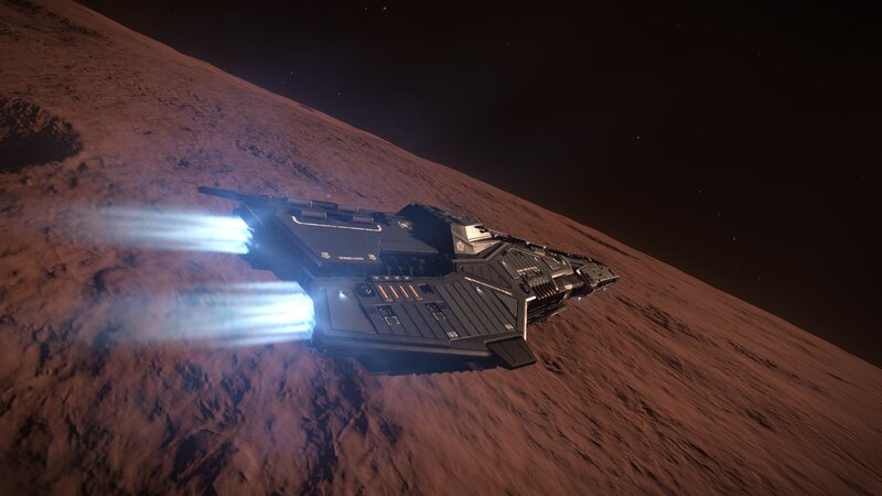Spaceship Near Planet — Brown, Dramatic, Night, 3d Render