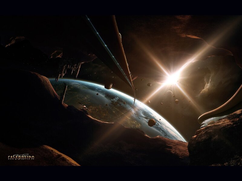 Spaceship Near Planet — Brown