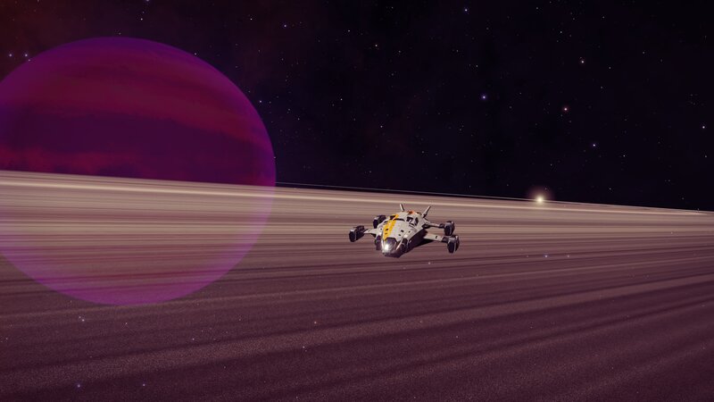 Spaceship Near Planet — Purple, Serene