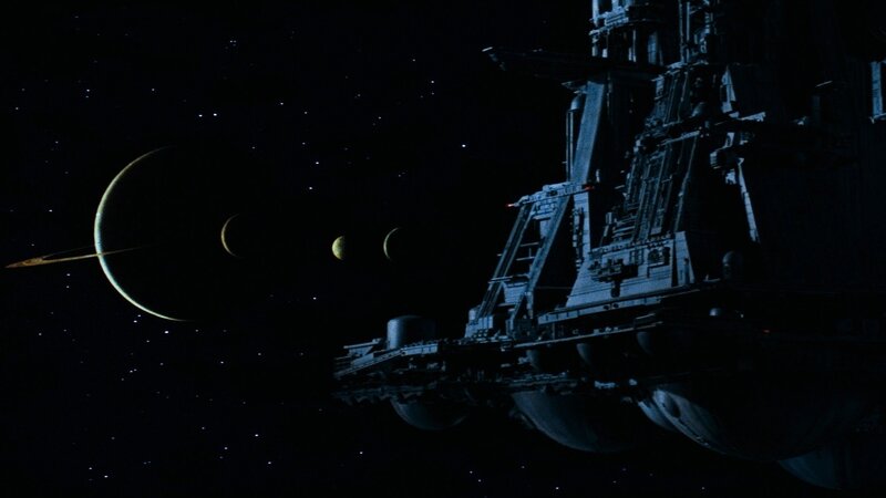 Spaceship Near Planets — Black, Dramatic, Night, Digital Art, Stars