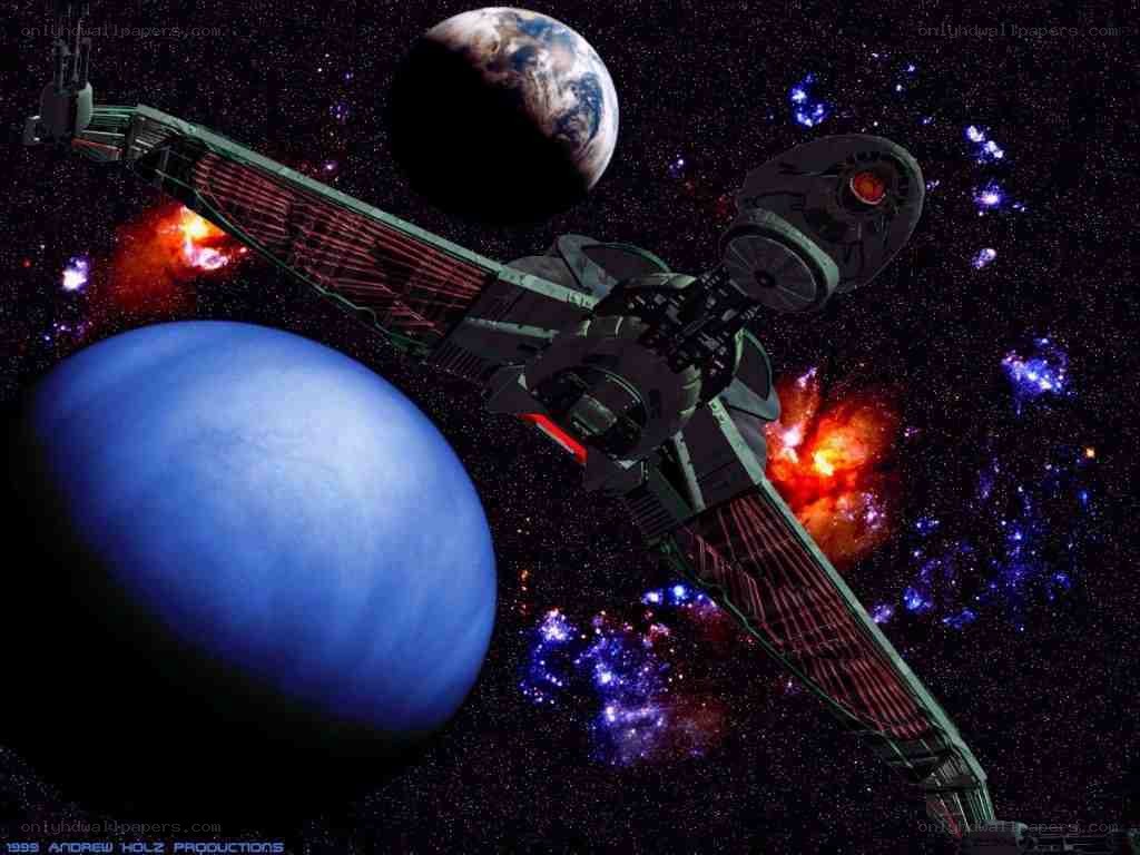 spaceship near planets in space