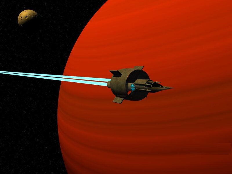 spaceship near red planet