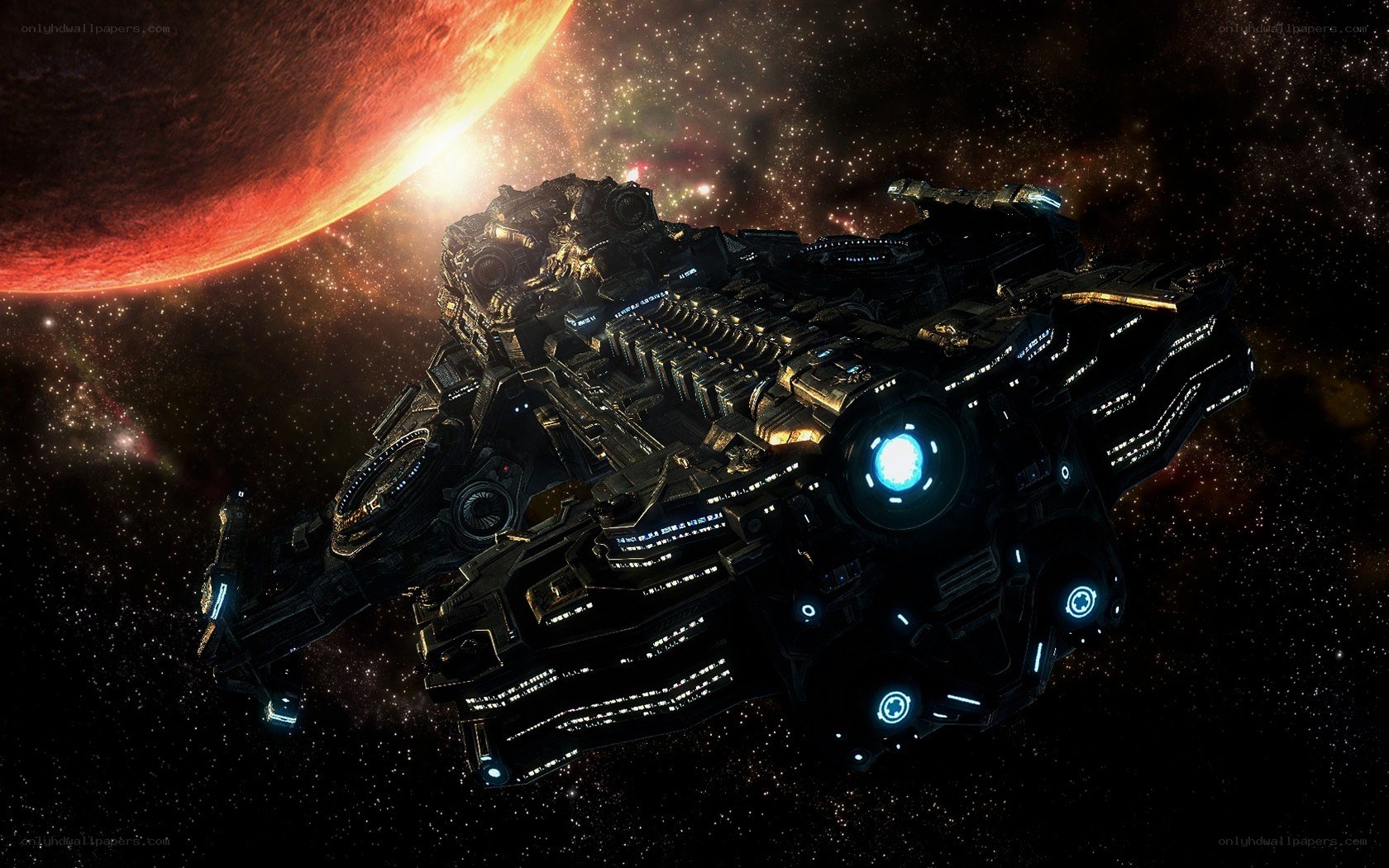 spaceship near red planet