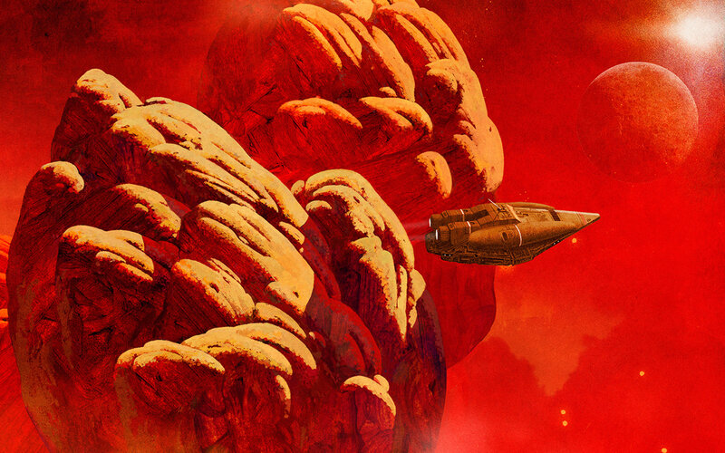 Spaceship near red planet