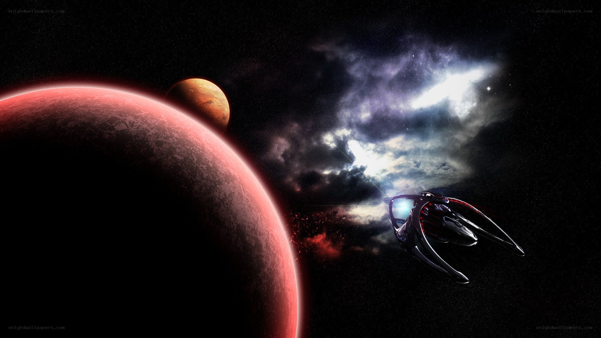 spaceship near red planet