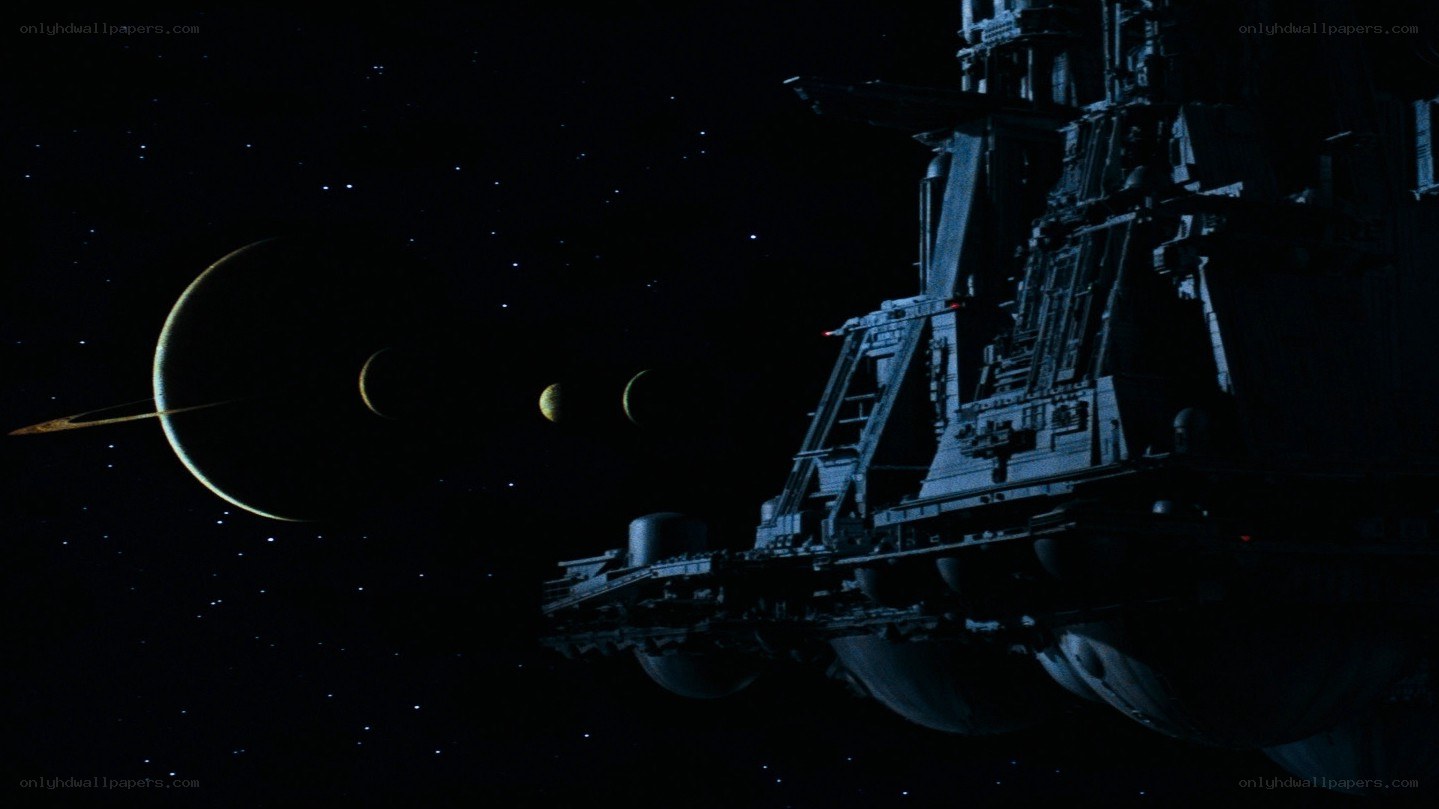 spaceship near ringed planet
