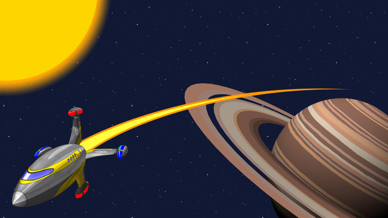 Spaceship Near Saturn