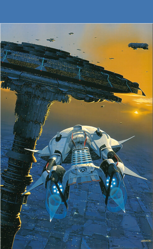 Spaceship near space station