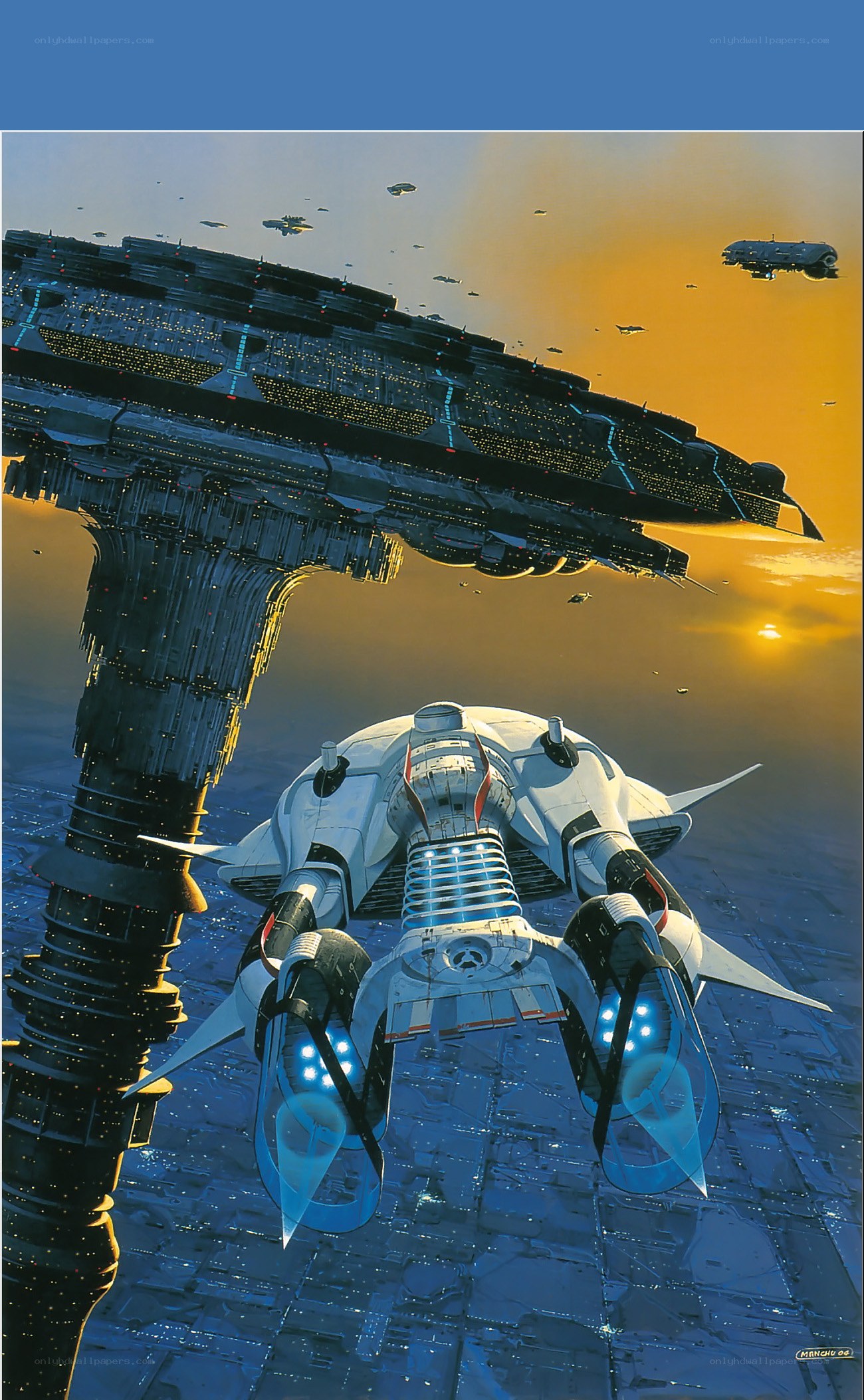 Spaceship near space station
