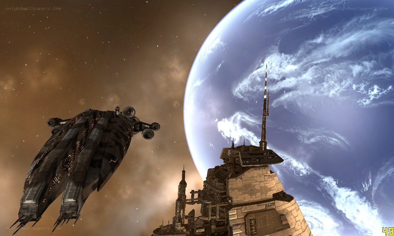Spaceship near space station