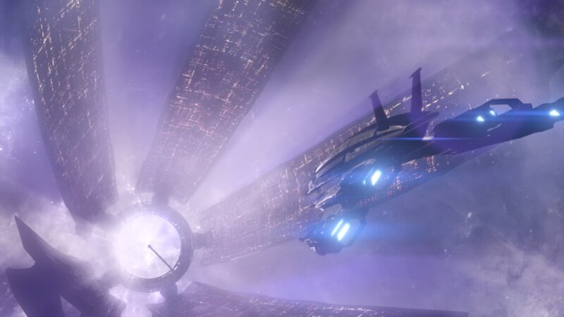 spaceship near space station