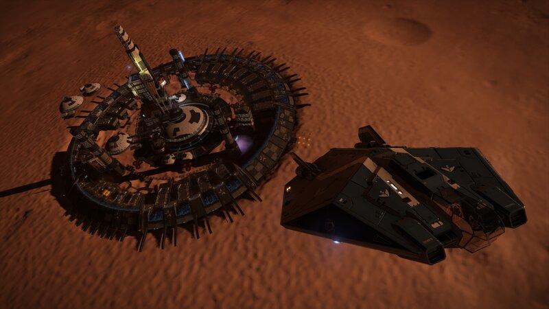 Spaceship Near Space Station — Brown