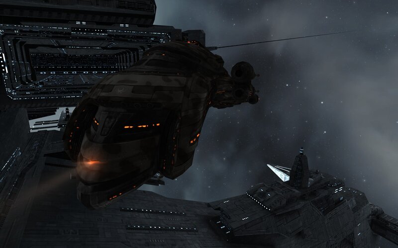 Spaceship Near Space Station — Gray